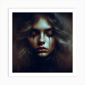 Dark Girl With Tears Art Print