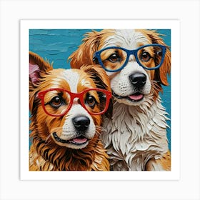 Two Dogs With Glasses Art Print