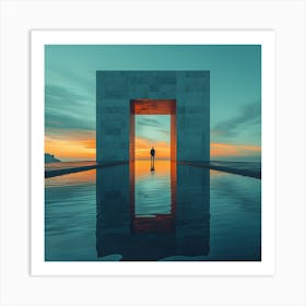 Man Standing In The Water At Sunset - abstract art, abstract painting  city wall art, colorful wall art, home decor, minimal art, modern wall art, wall art, wall decoration, wall print colourful wall art, decor wall art, digital art, digital art download, interior wall art, downloadable art, eclectic wall, fantasy wall art, home decoration, home decor wall, printable art, printable wall art, wall art prints, artistic expression, contemporary, modern art print, Art Print