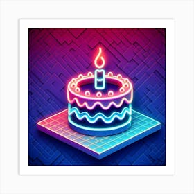 Neon Birthday Cake 1 Art Print