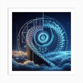 Spiral Staircase In The Clouds Art Print