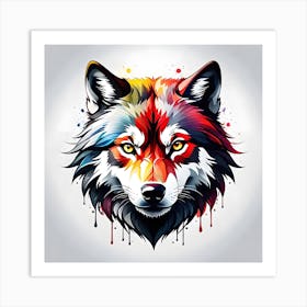 Colorful Wolf Head Art Print