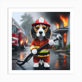 Beagle Firefighter~Reimagined 3 Art Print