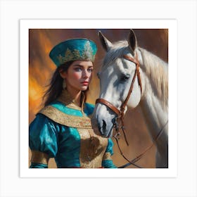 Princess with horse Art Print