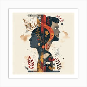 Portrait Of Man And Woman Art Print