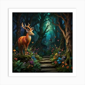 Deer In The Forest 4 Art Print