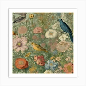 Birds In The Garden 3 Art Print