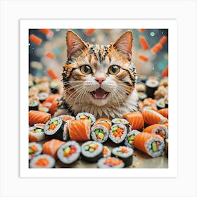 Sushi Cat Art Print