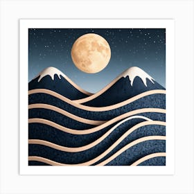 Moon And Waves 51 Art Print