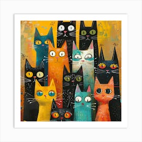 Group Of Cats 14 Art Print