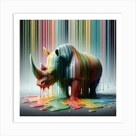 Rhino Dripping Paint Art Print