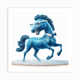 Blue Horse Art Print