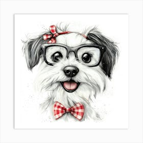 Dog In Glasses 17 Art Print