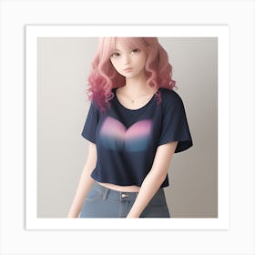 Pink Haired Girl Art Print