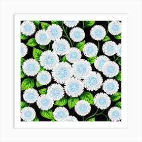 Chrysanthemums On Black Background Art Print