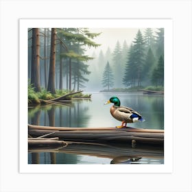 Duck In The Forest Art Print