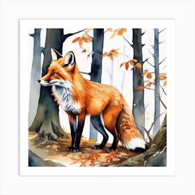 Fox In The Woods 42 Art Print