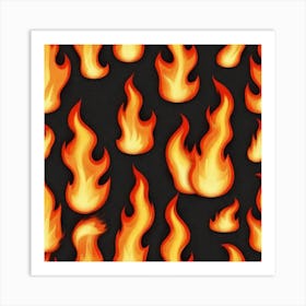 Flames On Black Background 55 Art Print