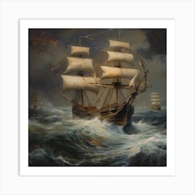 Sailing Ship In Rough Seas 1 Art Print