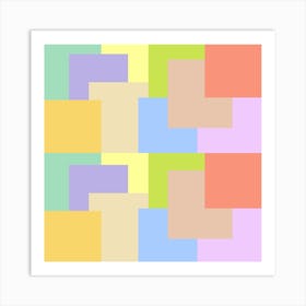 Warm Colours Abstract Overlapping Square Tiles Pattern Nm Art Print