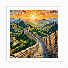 Great Wall Of China Sunrise Art Print