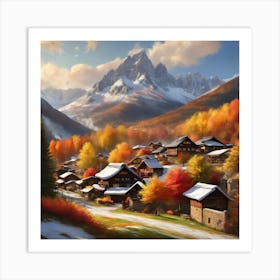 Autumn Village Art Print