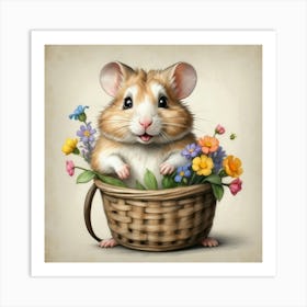 Hamster In A Basket Art Print