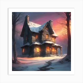 Old Stone House In the Lonely Woods Art Print