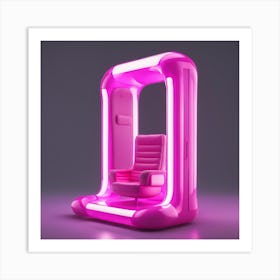 Furniture Design, Tall Mobilephone, Inflatable, Fluorescent Viva Magenta Inside, Transparent, Concep (2) Art Print