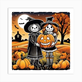 Halloween Skeletons Art Print