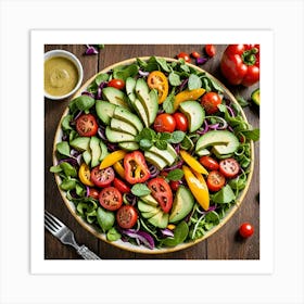 Vibrant Salad A Vibrant Salad With Mixed Greens Cherry Tomatoes Avocado Slices Colorful Bell Peppers 3216603863 Art Print