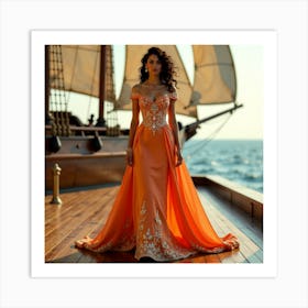 Orange Wedding Dress 1 Art Print