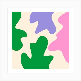 Abstract modern shapes green, violet and pink Art Print