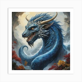 Blue Dragon Art print paintings Art Print