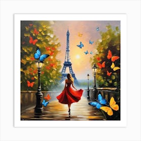 Paris With Butterflies 56 Art Print