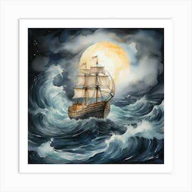 Sailing Ship In The Sea Art Print