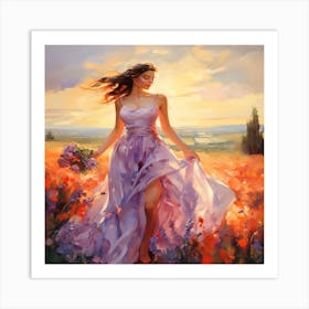 Girl In A Field Art Print