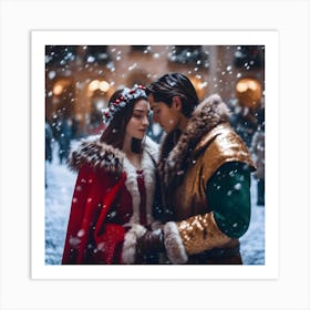 Romeo and Juliet - Christmas in Verona - by Miezette Art Print