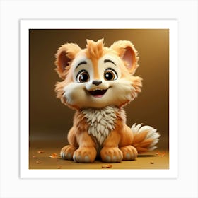 Cute Cartoon Fox 1 Art Print