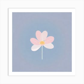 A White And Pink Flower In Minimalist Style Square Composition 309 Art Print