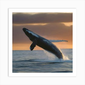 Humpback Whale Jumping Art Print