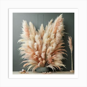 Pink And White Grasses Art Print