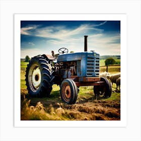 Old Tractor In A Field 1 Art Print