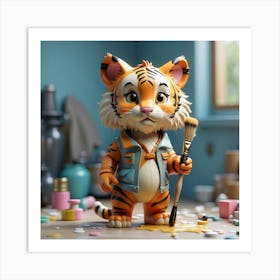 Cute Tiger Painter Toy Kids Art Print