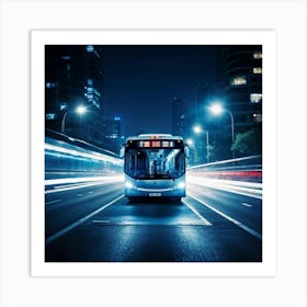 City Bus At Night 3 Art Print