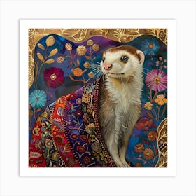 Patchwork Quilted Ferret 1 Art Print