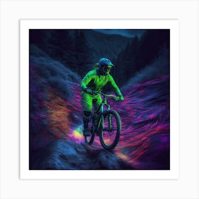 Mountain Biker In The Forest Art Print