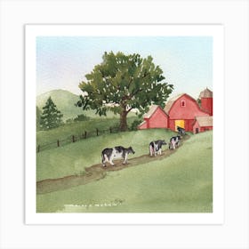 Cows On The Farm van gogh watercolor Art Print