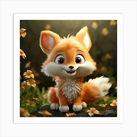 Cute Fox In The Forest 1 Art Print