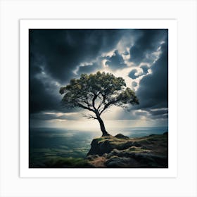 Lone Tree, Lone , Tree On The Cliff, A Lone Tree Standing Strong art print2 Art Print